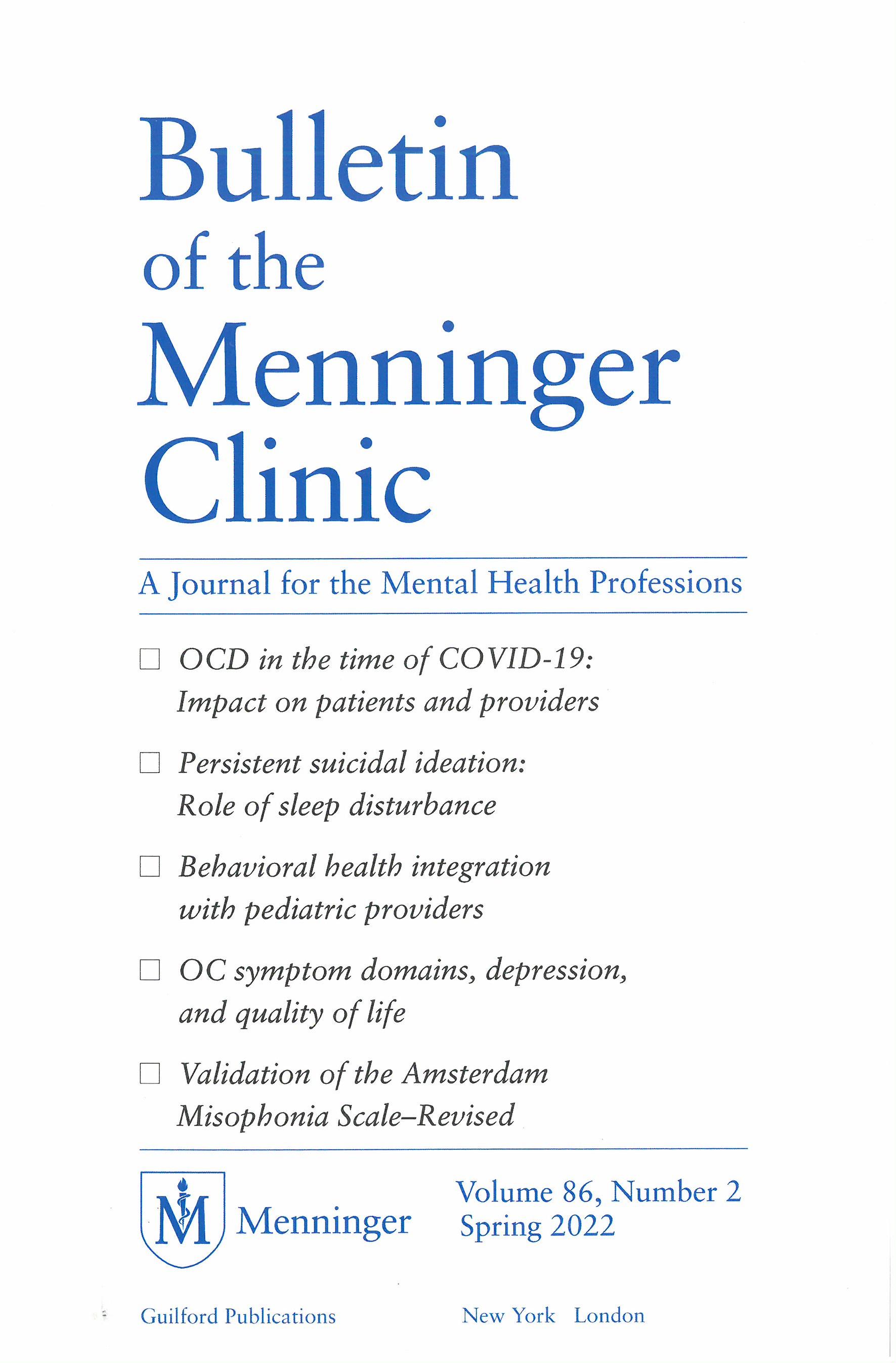 Bulletin of the Menninger Clinic Volume 86-2.jpg